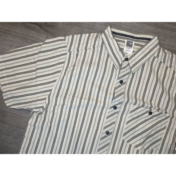 The North Face Mens Size Medium Button Up Shirt A5 Series Tan Short Sleeve - Picture 2 of 11